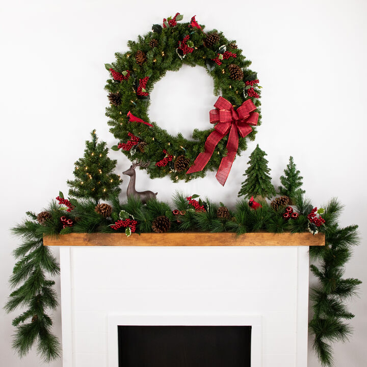 36" Pre-Lit Canadian Pine Artificial Christmas Wreath  Clear Lights