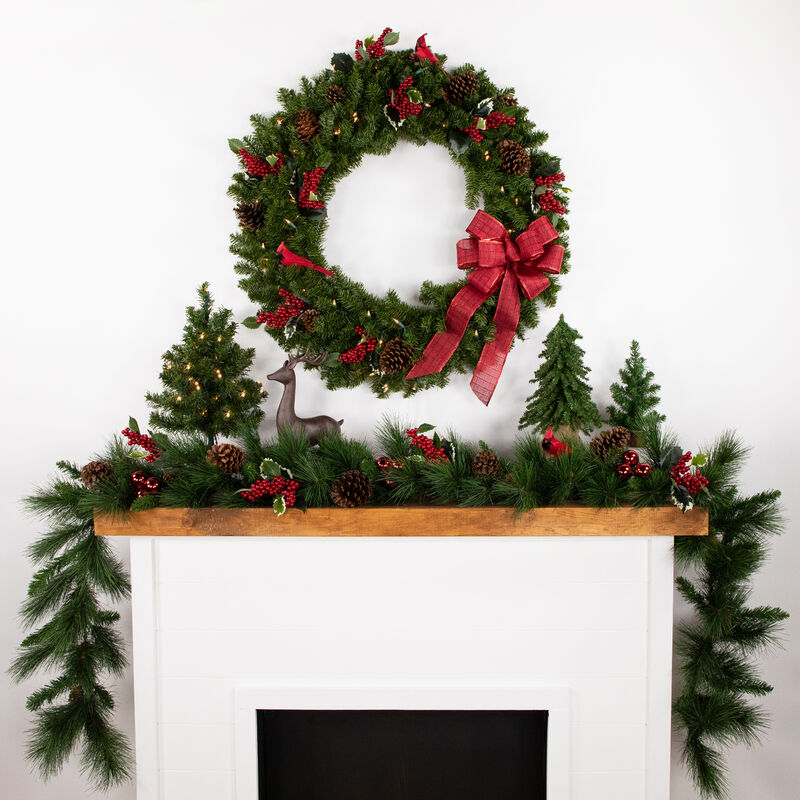 36" Pre-Lit Canadian Pine Artificial Christmas Wreath  Clear Lights