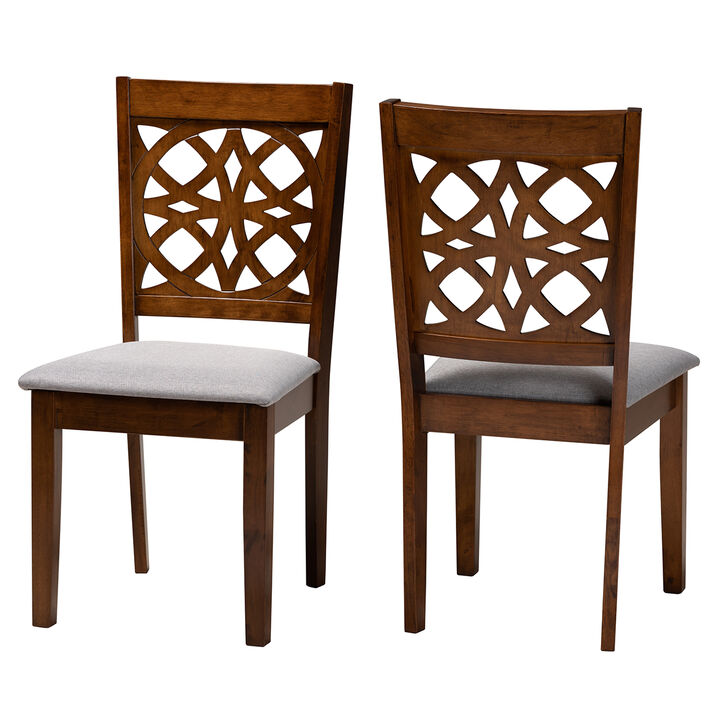 Baxton Studio Abigail Grey Fabric and Walnut Brown Finished Wood 2-Piece Dining Chair Set