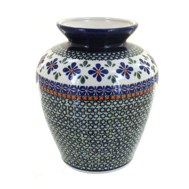 Blue Rose Polish Pottery Porcelain Vine Medium Vase