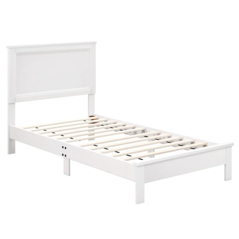 Hivvago Twin Size Wooden Bed Frame with Headboard and Slat Support