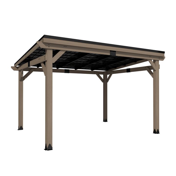 Mondawe 10 ft. x 12 ft. Outdoor Cedar Wooden Hardtop Gazebo with Pitched Galvanized Steel Roof