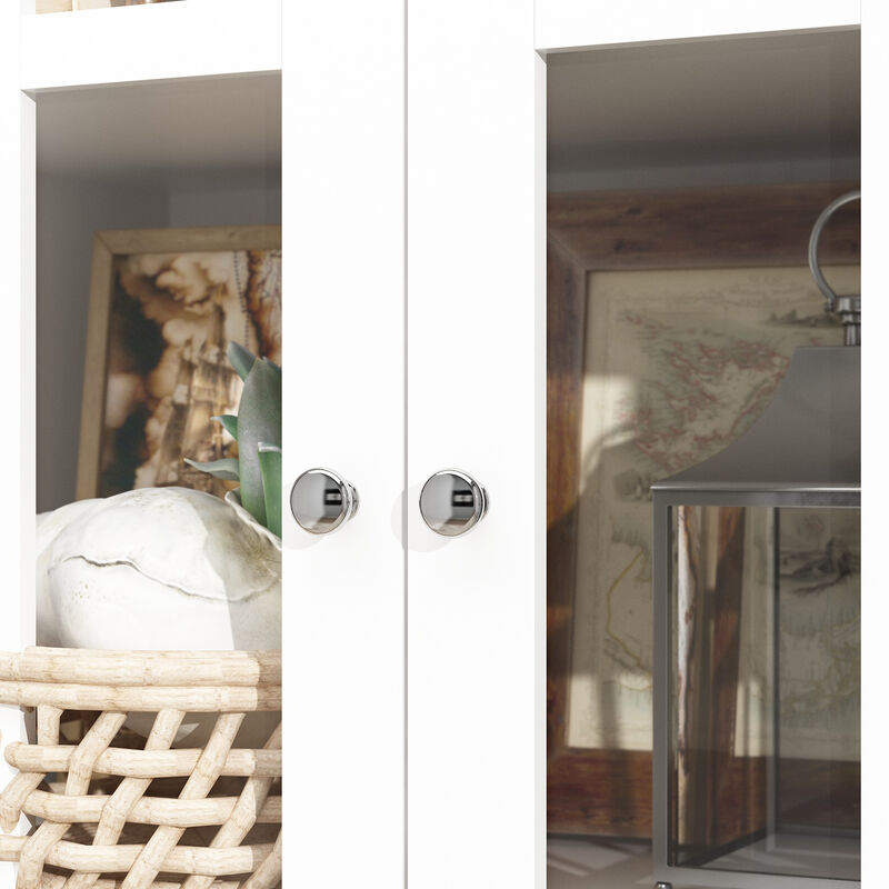 White Wooden Sideboard, Storage Cabinet, with 3 Shelves, 2 Doors and 1 Drawer, for Kitchen and Living room