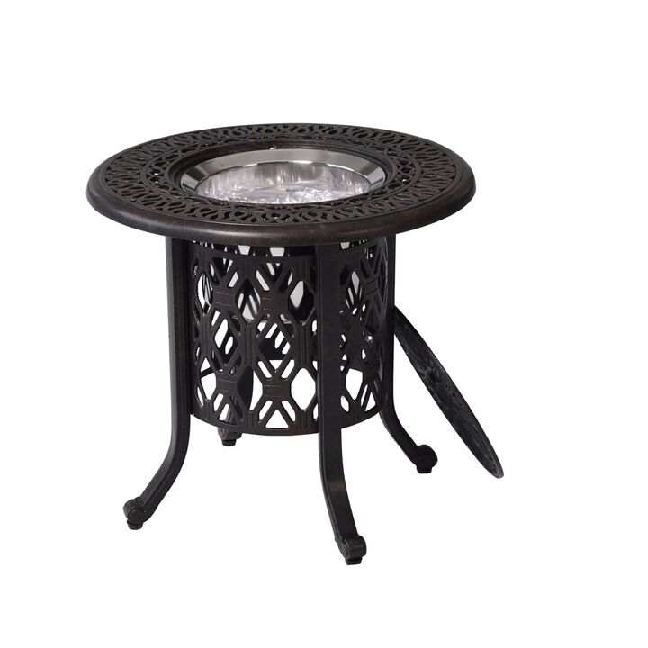 MONDAWE Hand Brushed Bronze Cast Aluminum Food Grade 304 Stainless Steel Ice Bucket Pail Table Set