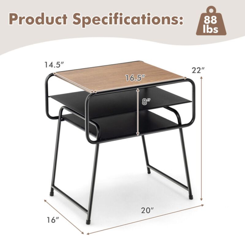 Hivvago 3-tier Compact Side End Table with Storage Shelf