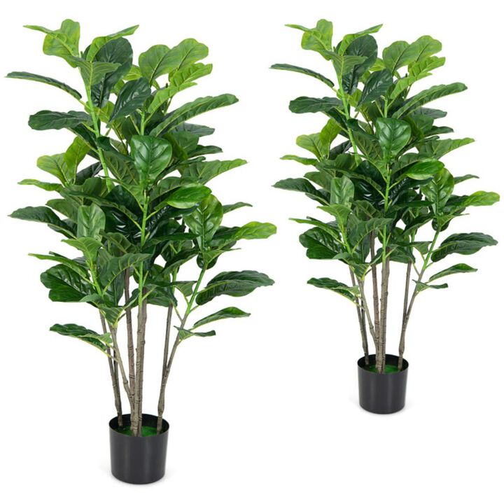 Hivvago 51 Inch 2-Pack Artificial Fiddle Leaf Fig Tree for Indoor and Outdoor