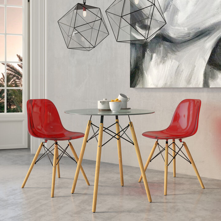 LeisureMod Dover Plastic Molded Dining Side Chair, Set of 2