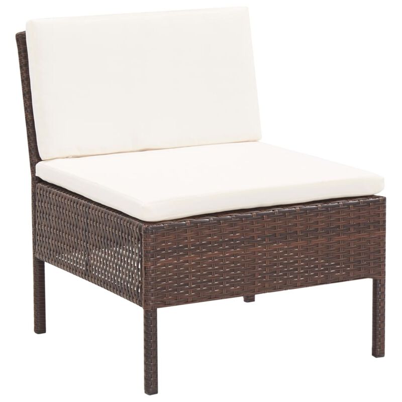 vidaXL 5 Piece Garden Sofa Set with Cushions Poly Rattan Brown