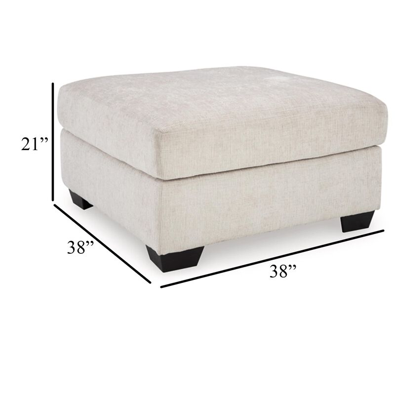 Avie Oversized Accent Ottoman, White Ivory Polyester Cushion, 38 Inch - Benzara
