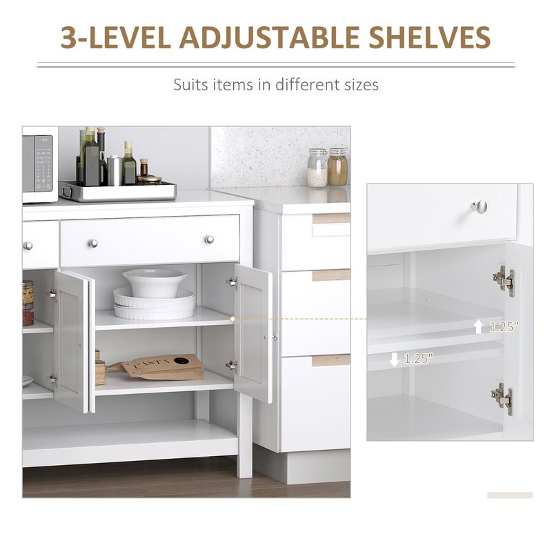 Modern White Buffet: Dining Room Storage with Metal Hinges