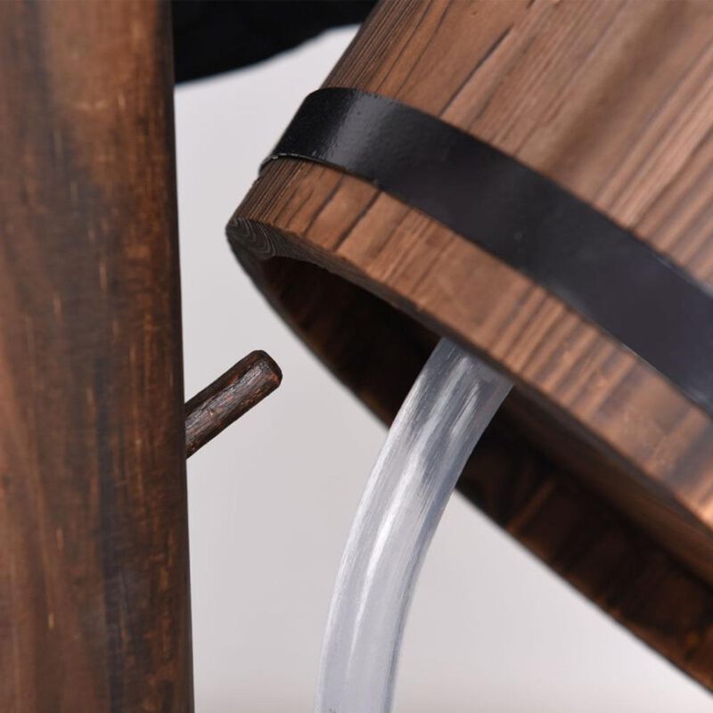 Hivvago Garden Rustic Wishing Well Wooden Water Fountain with Pump