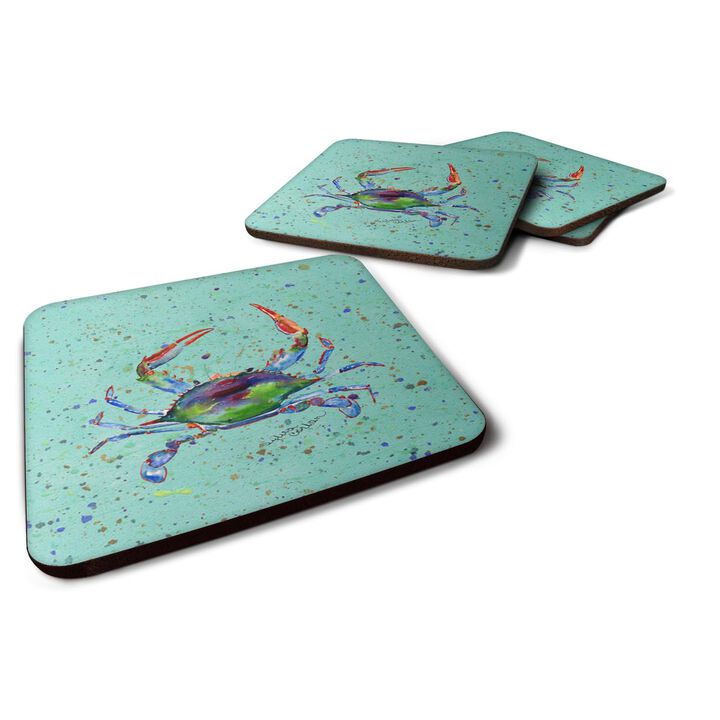 Caroline's Treasures 8462FC Crab Foam Coasters (Set of 4), 3.5 H x 3.5 W, Multicolor