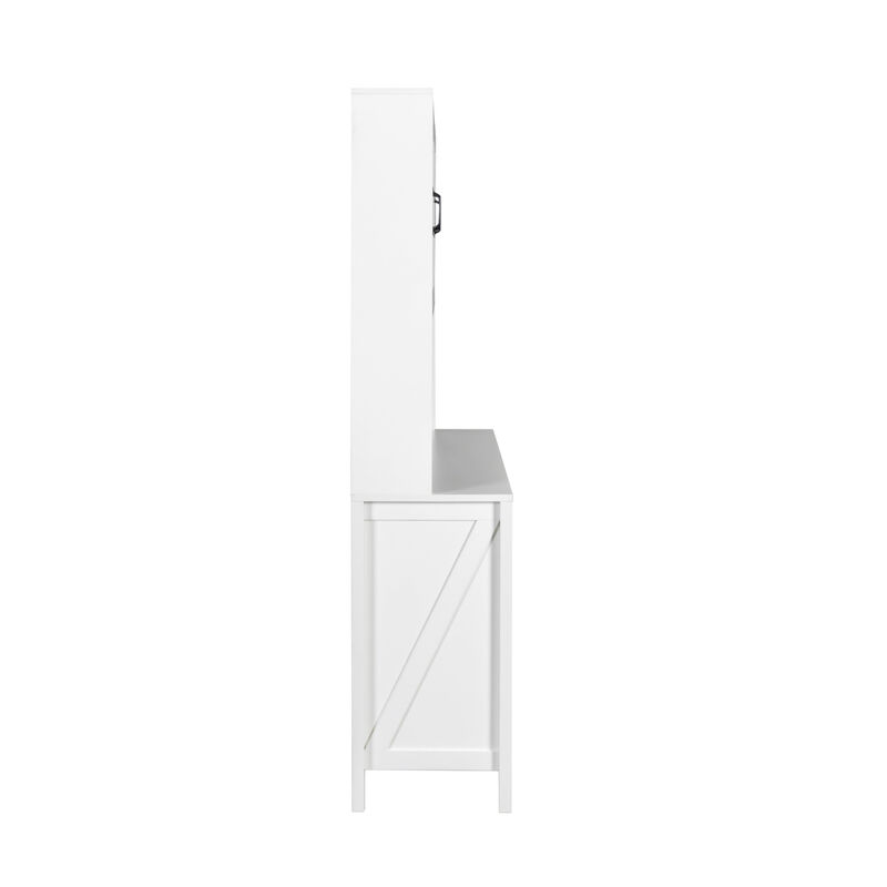 Kitchen Storage Cabinet with Glass Doors & Drawers