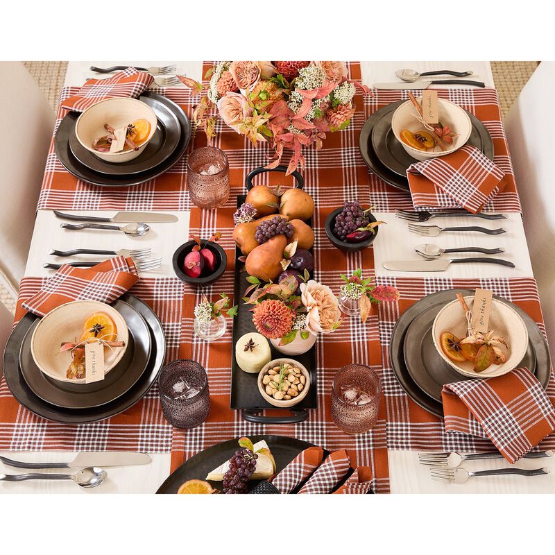 Solino Home 100% Pure Linen Table Runner | Glen Check Harvest Plaid