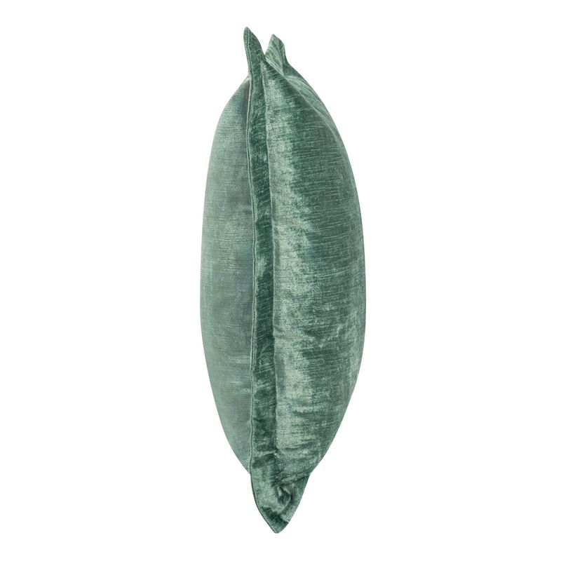 Brad Accent Throw Pillow, Square 22 Inch, Textured Green Rayon Velvet - Benzara