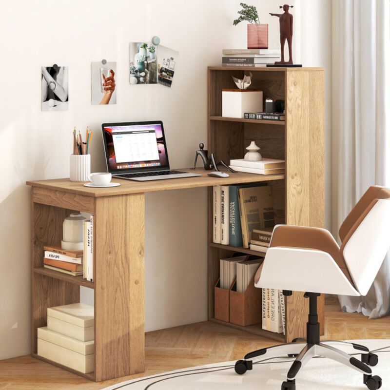 Hivvago Computer Desk Writing Workstation Office with 6-Tier Storage Shelves