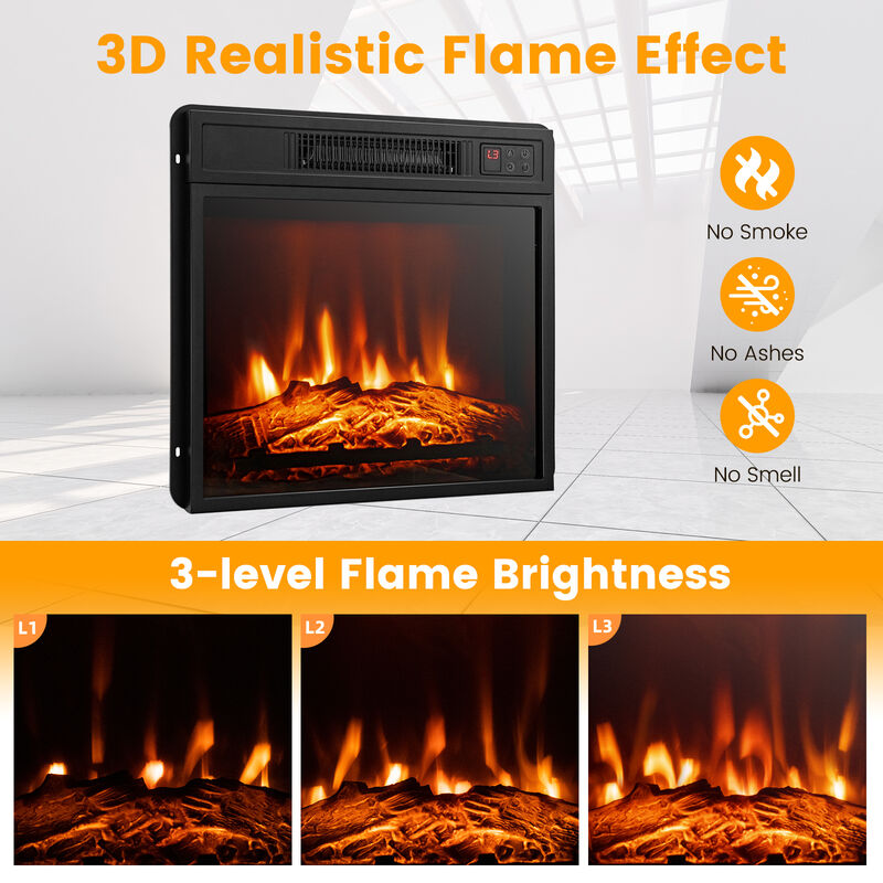 18-Inch 1400W Electric TV Stand Fireplace with Shelf for Cozy Living Rooms