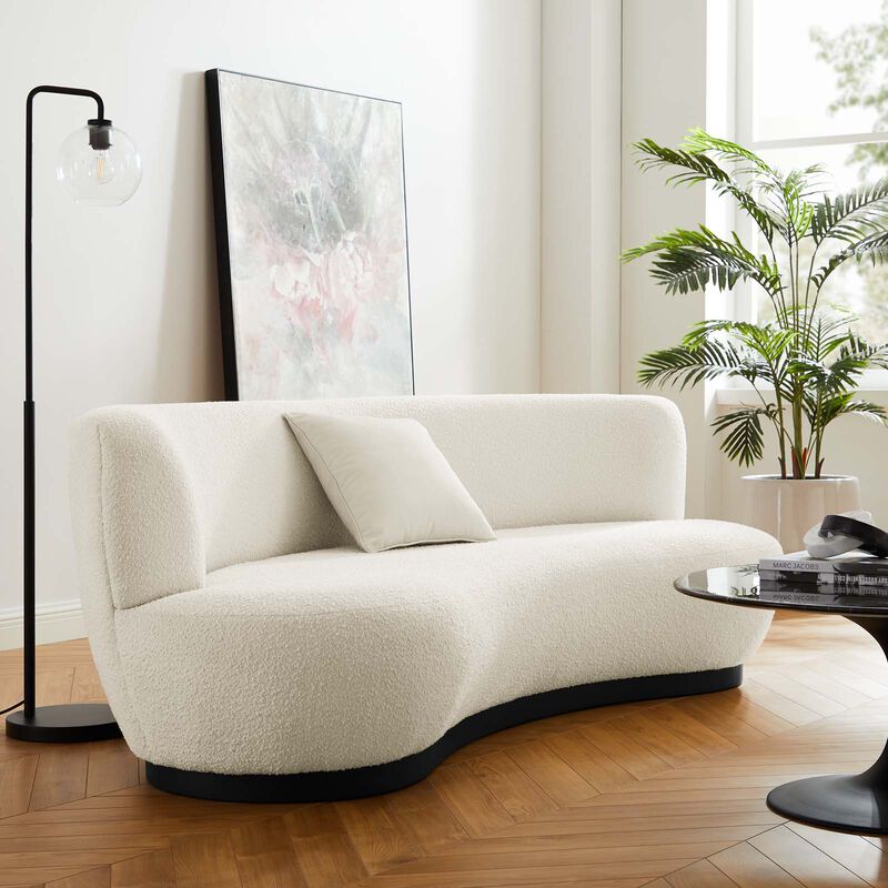 Kindred Boucle Upholstered Upholstered Fabric Sofa White EEI-5488-BLK-IVO