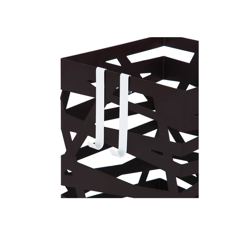 Square Metal Umbrella Stand Rack – Brown Free-Standing Holder for Canes and Walking Sticks with 2 Hooks