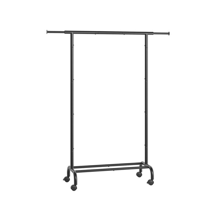 Clothes Rack with Extendable Rail and Wheels Ink Black