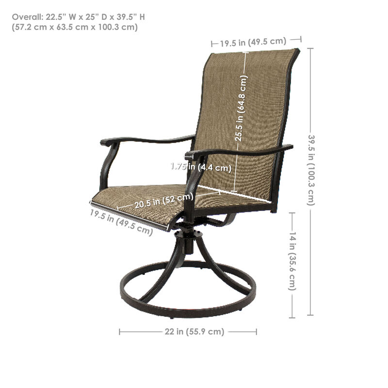 Sunnydaze Classic Garden Patio Swivel Dining Chairs - Brown - Set of 2