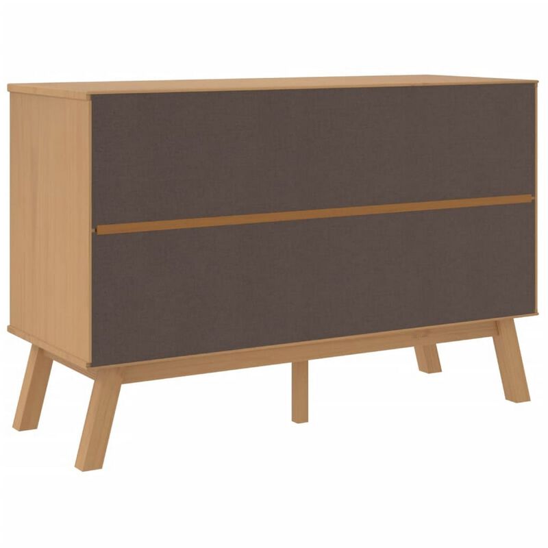 Sideboard Cabinet Dresser, 6 Drawers, Modern 44 Inch Brown Solid Wood - Benzara