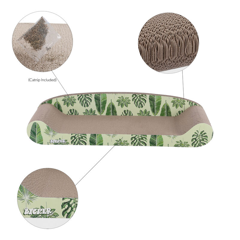 Montego Coastal Patterned Cardboard Lounge Bed Cat Scratcher with Catnip