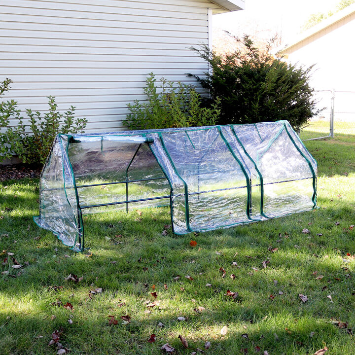 Sunnydaze Iron Plastic Cover Seed Cloche Zippered Mini Greenhouse - Clear