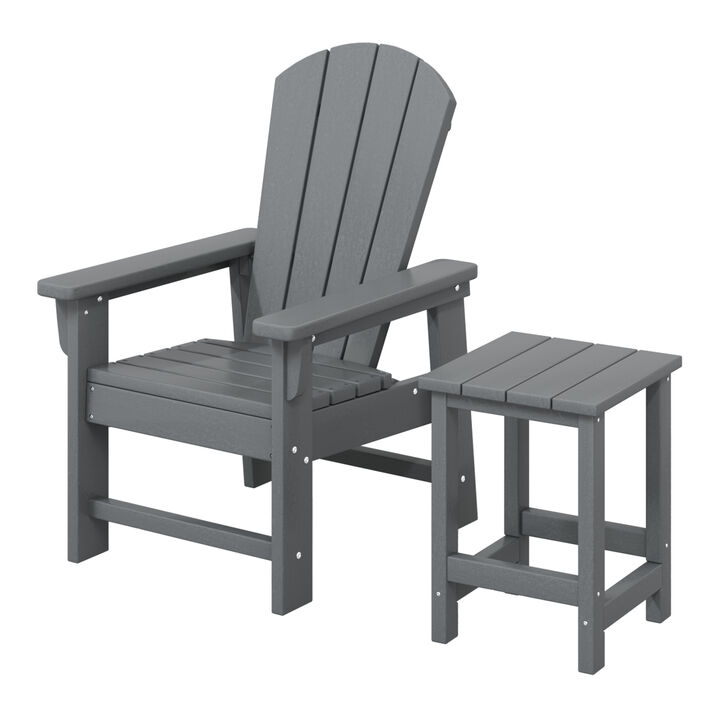 WestinTrends 2-Piece Kids Outdoor HDPE Adirondack Chair With Square Side Table Set
