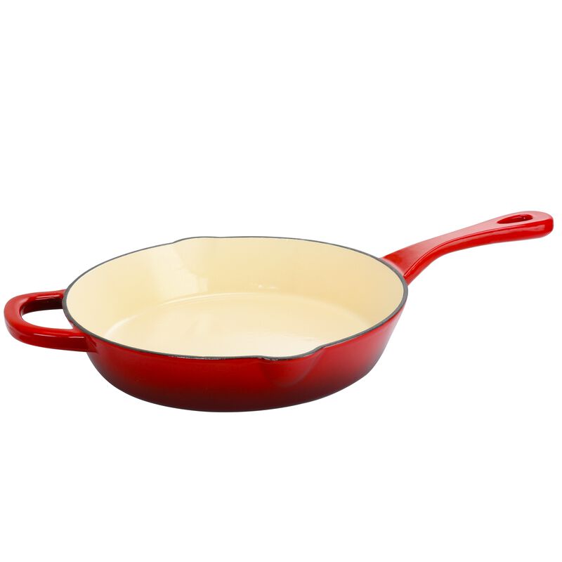Crock Pot Artisan 10 in. Round Enameled Cast Iron Skillet in Scarlet Red
