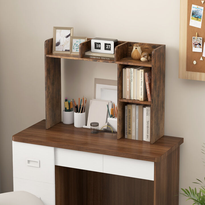 3-Tier Multipurpose Desk Bookshelf with 4 Shelves