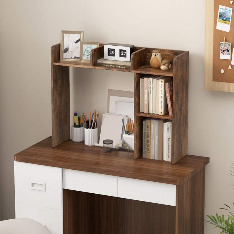 3-Tier Multipurpose Desk Bookshelf with 4 Shelves