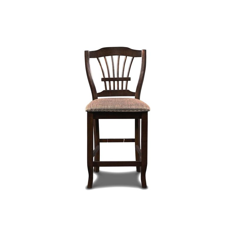 New Classic Furniture Bixby Wood Counter Chair with Fabric Seat in Espresso (Set of 2)