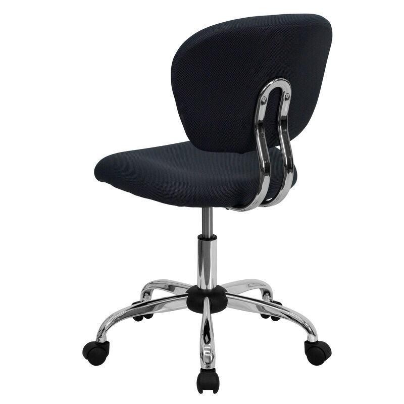 Beverly Mid-Back Gray Mesh Padded Swivel Task Office Chair with Chrome Base