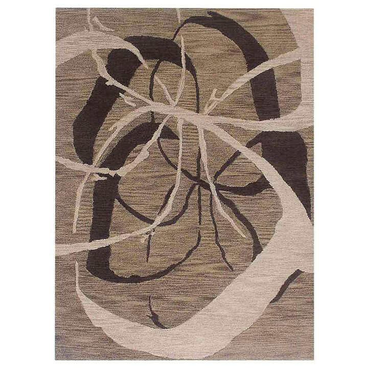 RUGSOTIC CARPETS HAND TUFTED WOOL ECO-FRIENDLY AREA RUGS  - 8'x10', Rectangle Shape, Light Brown, Contemporary Modern Design, High Pile Handmade Area Rugs for Living Room, Bed Room (K00901)