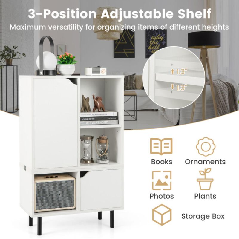 Hivvago Stackable Bookcase with Adjustable Shelf and Cubes