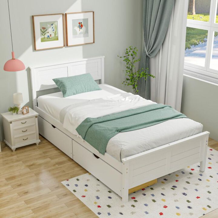 Hivvago Twin Size Bed Frame with Storage Drawers