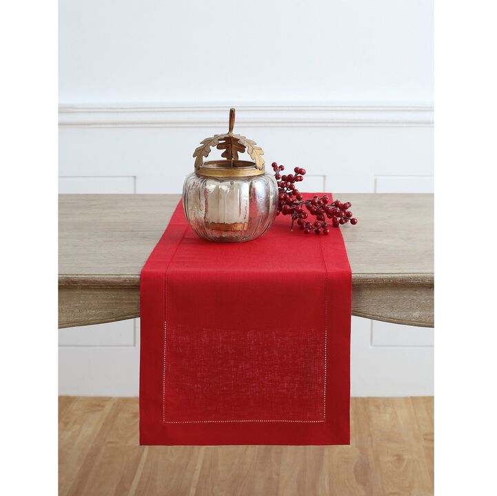 Solino Home 100% Pure Linen Table Runner | Classic Hemstitch for Thanksgiving, Christmas