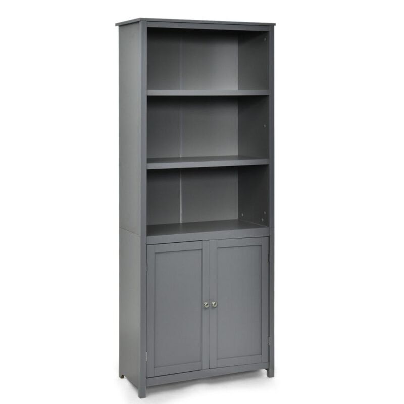 Hivvago Bookcase Shelving Storage Wooden Cabinet Unit Standing Display Bookcase with Doors