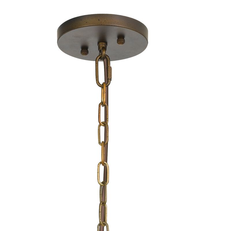 Watt Round Metal Frame Chandelier with 6 Foot Chain, Distressed Gold-Benzara