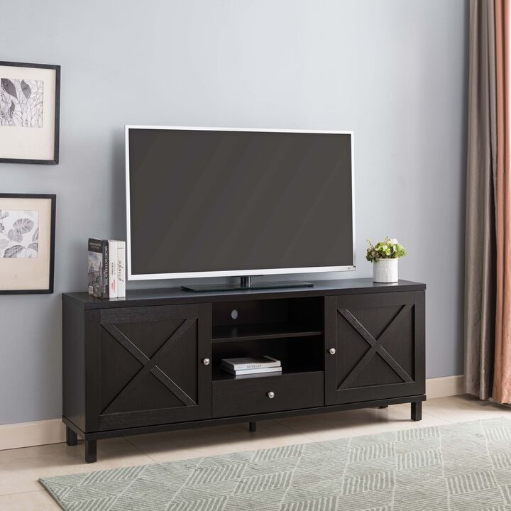 Red Cocoa 2-Side Cabinet TV Stand with 2 Shelves & Drawer