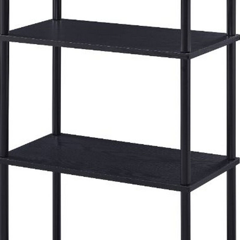 Bookshelf with Black Metal Frame, Black-Benzara