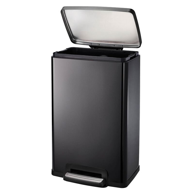 Hivvago Stainless Steel 13 Gallon Kitchen Trash Can with Step Lid Charcoal Black Grey