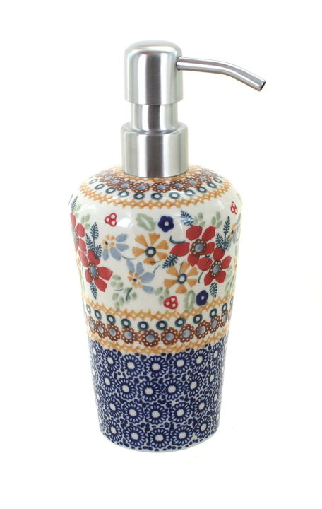 Blue Rose Polish Pottery Blue Daisy Soap Dispenser