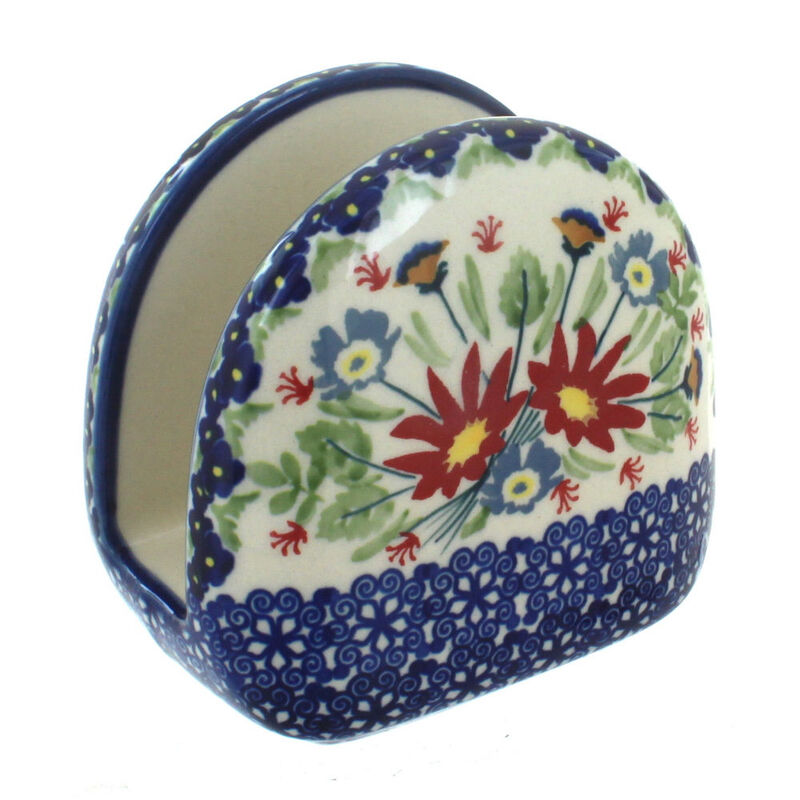 Blue Rose Polish Pottery Woodland Fern Napkin Holder