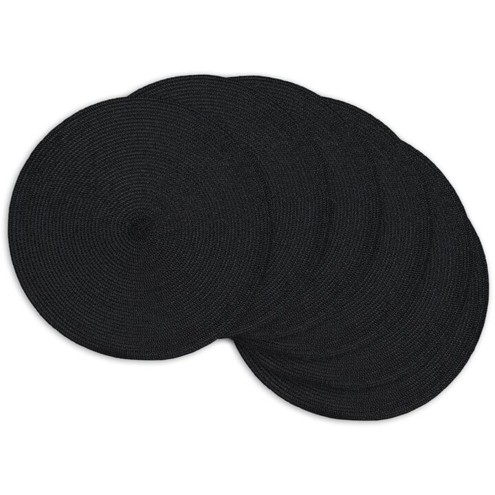 Set of 6 Black Braided Round Placemats 14.75"