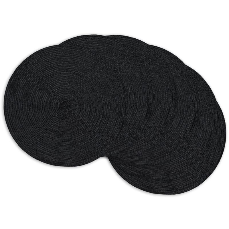 Set of 6 Black Braided Round Placemats 14.75"