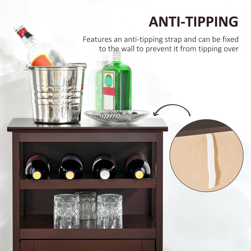 Espresso Wine Storage: Cabinet with 4-Bottle Rack and Acrylic Door