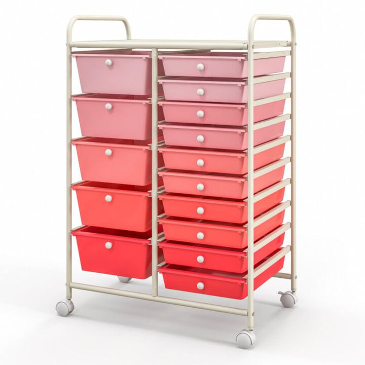 Hivvago 15-Drawer Utility Rolling Organizer Cart Multi-Use Storage