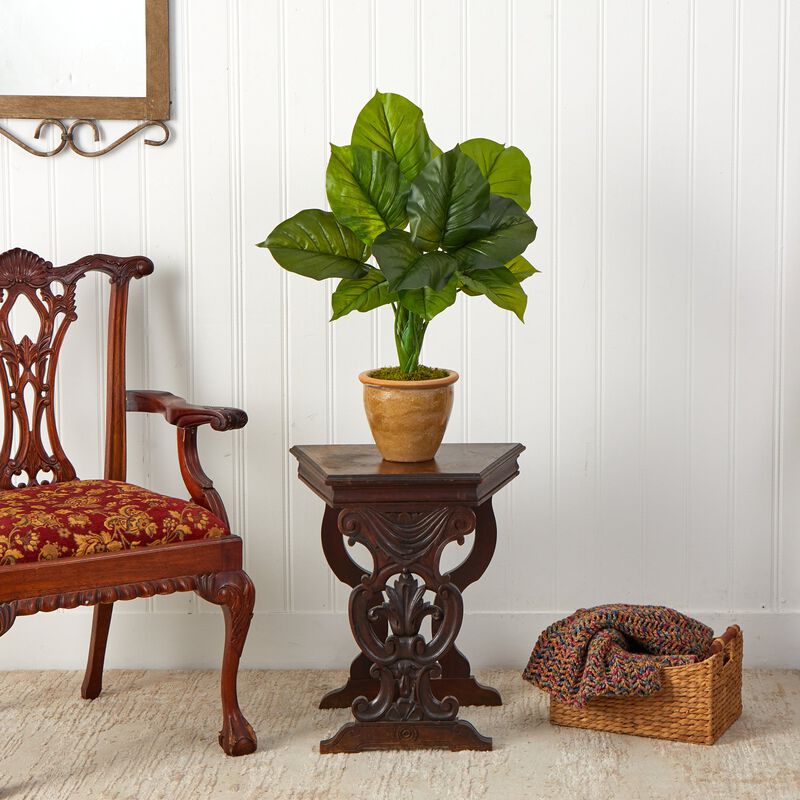 Hivvago 30" Large Philodendron Leaf Artificial Plant in Decorative Planter